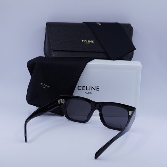 Celine CL40297U 01A Sunglasses Black Square Frame, Smoke Lenses - Picture 9 of 9
